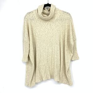 Cha Cha Vente 3/4 Sleeve Cowl Neck Sweater Womens Size PXL Cream Heather